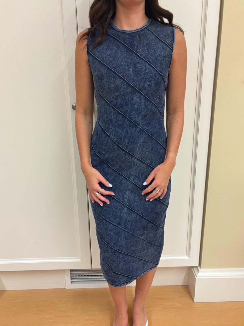 Herve Leger Denim Midi Dress